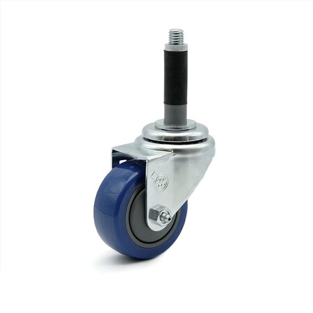 3.5 Inch Blue Polyurethane Wheel Swivel 3/4 Inch Expanding Stem Caster SCC